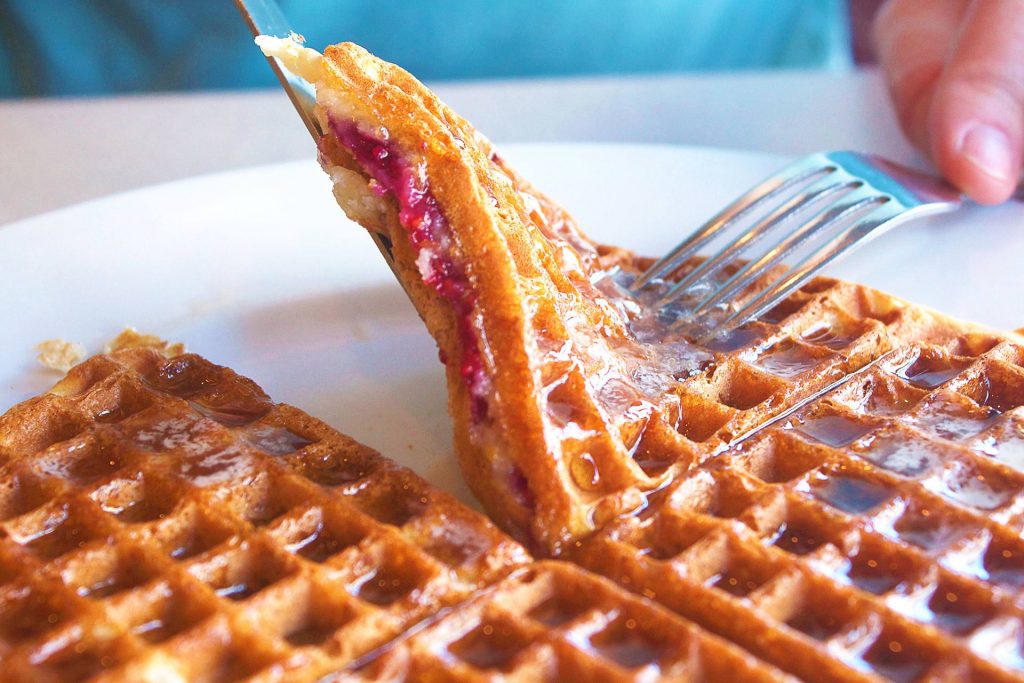 Hot Raspberry Waffle at The Waffle House | tryhiddengems.com