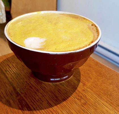 Tumeric Latte at Figaro Cafe and Bakery | tryhiddengems.com