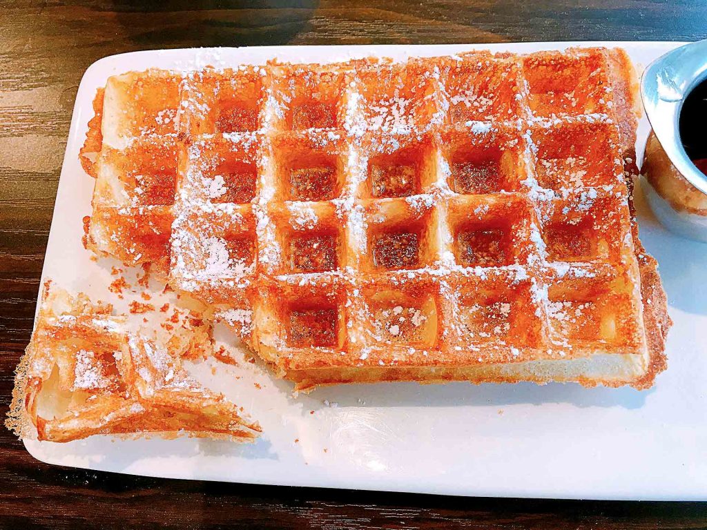 Brussels Waffle with Maple Syrup at Le Petit Belge | tryhiddengems.com