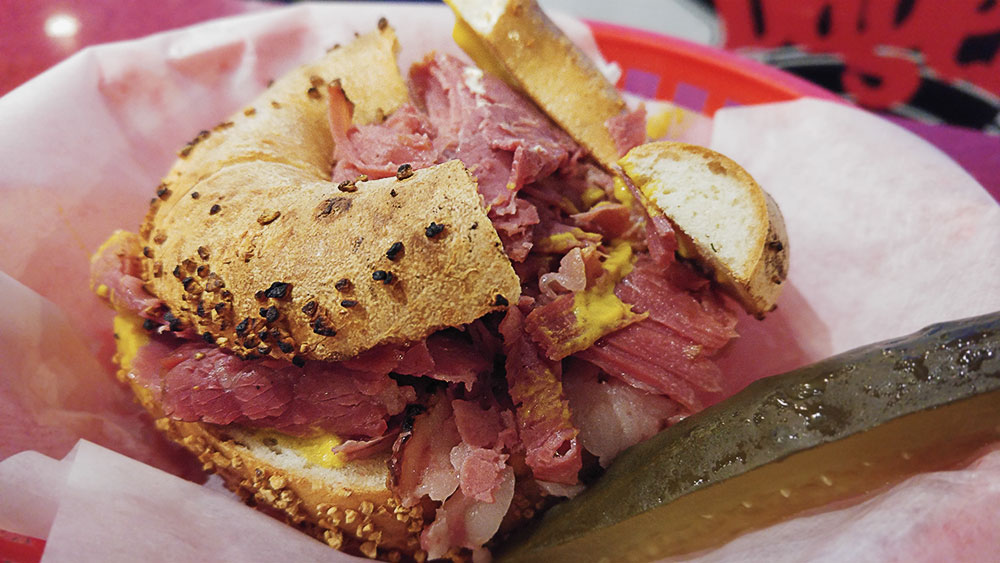 Montreal Smoked Meat Bagel at Siegel's Bagel | tryhiddengems.com